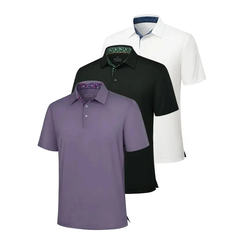 3-Pack Men's Polo Shirts – Soft Breathable Cotton, Comfortable Short Sleeve Casual Fit, Classic Collared Polo Shirts for Work, Golf, Travel & Everyday Wear
