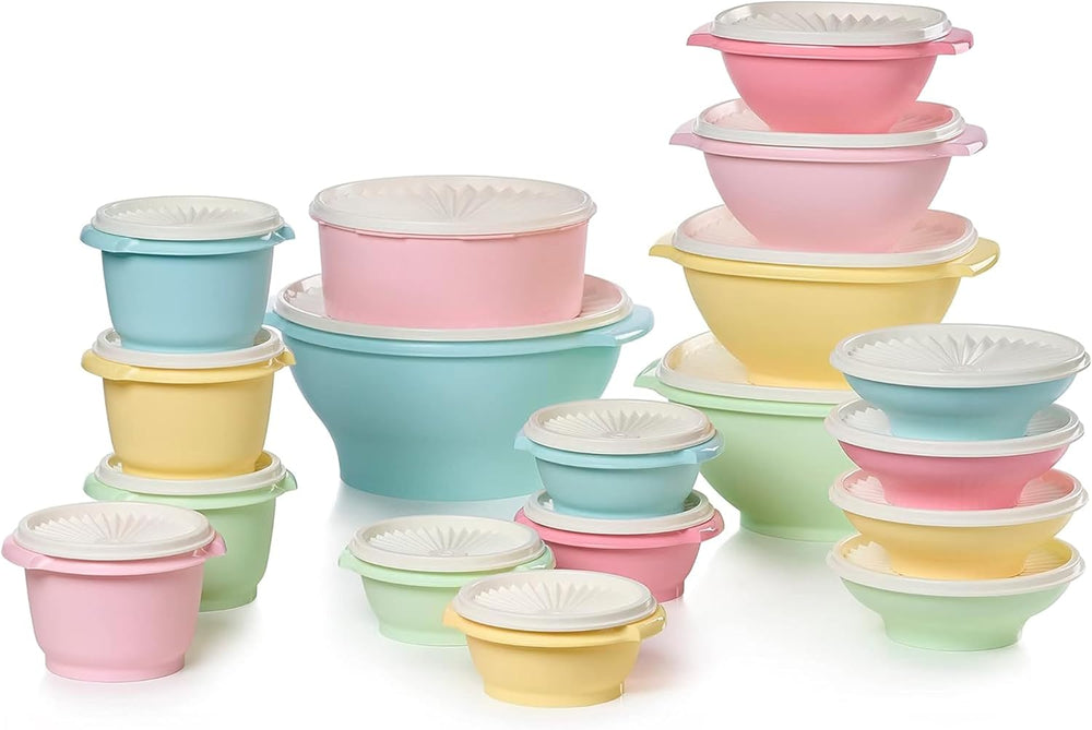 Sunburst Heritage Nesting Bowls & Canister Set, Airtight Press‑Seal Food Storage Vessels