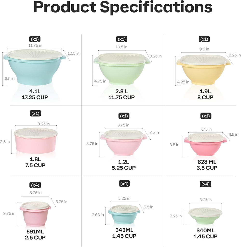 Sunburst Heritage Nesting Bowls & Canister Set, Airtight Press‑Seal Food Storage Vessels