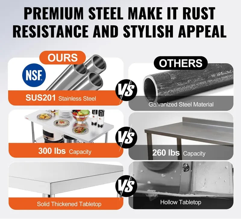 Folding Stainless Steel Prep Table